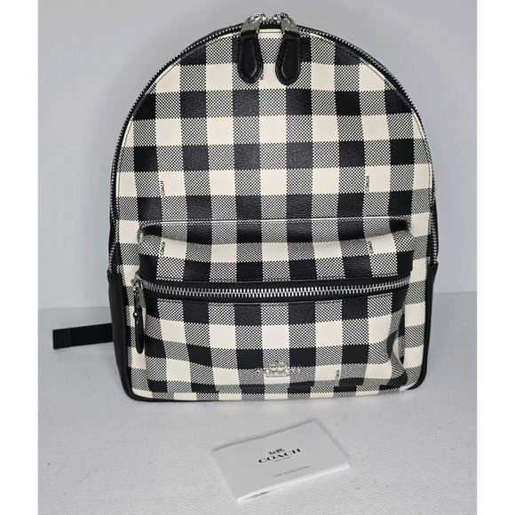 Coach Medium Charlie Backpack With Gingham Print - F38949-NWOT - Picture 1 of 16
